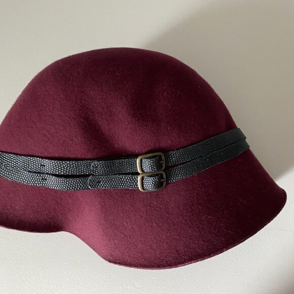Vintage Goorin Bros. Burgundy Felt Wool Cloche Bucket Vamp School Preppy Hat S